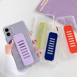 For Note 20 S20 Ultra S10 Plus Hand Strap Holder Anti Scratch 4 Corners Bumper 360° Protection Soft TPU Phone Case Cover