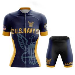 2024 US NavyWomen Cycling Jersey 19D Bike Shorts Set Ropa Ciclismo MTB Summer PRO Bicycling Maillot Bottom Clothing