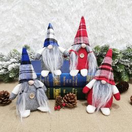 Christmas ornaments Santa Claus Doll Christmas Blue and red plaid Nordic style faceless doll Party Supplies T2I51469