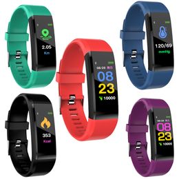 ID115 115 Plus Smart Armband För Skärm Fitness Tracker Stegräknare Klocka Mätare Puls Blodtrycksmätare Smart Armband Färgglad