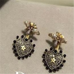 Hot Sale Popular full diamond letter pearl earrings earrings and brooch hairpin