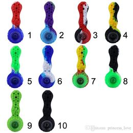 2021 Peanut style Silicone Smoking Pipes Honeycomb Styles Oil Burner Dab Rig Tobacco water Pipe