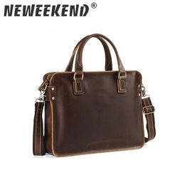 Father's Day Gift Cowhide Male Briefcase Real Leather Vintage Men'S Messenger Bag Casual Natural Cowskin Business Bag 6914 200918