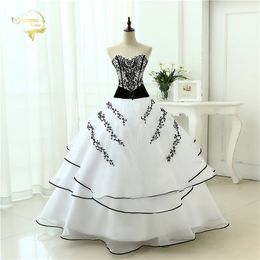 Vestidos de Noiva 2020 Nuovo arrivo Abiti da sposa classica Classica Una linea Bianco Black Donne Vintage Ball Gown Ow 0199