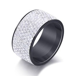 2020 New 316L Stainless Steel 8 Row Crystal Pave Wedding Rings for Woman