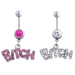 Surgical Stainless Steel Navel Ring BITCH Letters Belly Button Rings Piercing Stud Fashionable Jewel Gifts for Women