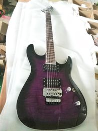 Custom Shop HORIZON-II Purple Flamed Maple Top Electric Tremolo bridge China Black Hardware Made Electeic Guitar Free Shipping