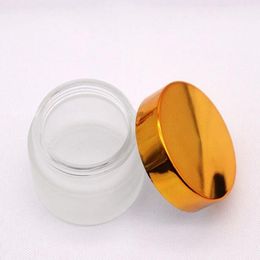 30g 20g 10g Frost Glass Cream Jar with white black gold Lids 1oz Empty Glass Container Cosmetic Jar
