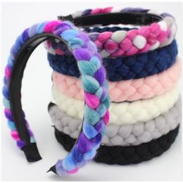 Weaving Braids Hairband Toothed for Teen Girls Hair Accessories Crochet Wool Headband Not Slip Women Hair Headband Winter