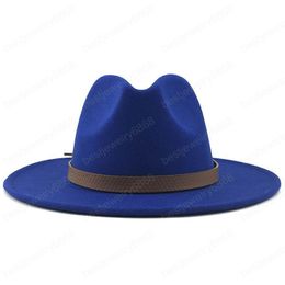 Wide Brim Autumn Trilby Caps Female Male Fashion Top Hat Jazz Cap Winter Panama Hat Vintage Fedoras Men Mafia Hat Felt 56-58CM