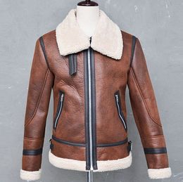 Fashion-Windbreaker Jacket Coats Winter Thick Warm Men LEATHER Jackets Cashmear Woolen Turtleneck