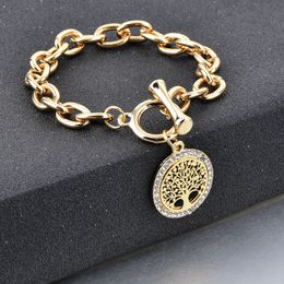 Szelam Gold Chain Rhinestone Tree Of Life Charm Bracelets For Women New Designer 2020 Vintage Bangles Woman