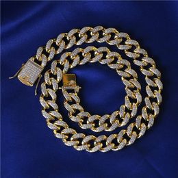 12mm 16-24inch Men Women Fashion Necklace Gold Plated Bling CZ Ice Out Miami Cuban Chains Necklaces Jewelry Gift