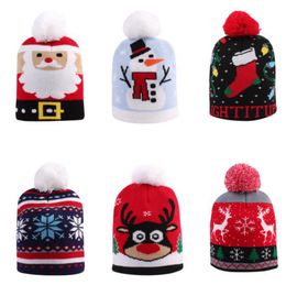 Baby Hat Santa Pompom Knitted Beanie Caps Children Warm Crochet Hats Winter Headgear Outdoor Baby Ski Caps Christmas Gift 6 Designs BT5917