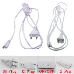 T5 T8 Connector Cabl 3 pin 150cm US EU Plug with Switch Power Cord Extension Cable For Integrated Led Tube DHL Free Shipping