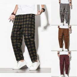 2020 new large-size plaid casual trousers cotton and bloomers Spring autumn loose Chinese fashion High Quality pants men