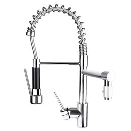 Deck Mounted Pull-down Swivel Spray Kitchen Faucet