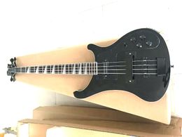 Custom 4 Strings Black Electric Bass Guitar Black Hardware, Rosewood Fretboard & Triangle MOP Inlay