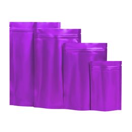 Matt Purple Stand up Aluminum Foil Self sealing Bag Snack Cookie Tea Coffee Packaging Bag Doypack Black Foil Zipper bag LX3154