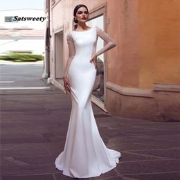 Satsweety Mermaid Wedding Dress Boho Lace Appliques Bride Dresses 2023 Simple Wedding Gowns Stain Vestidos De Novia