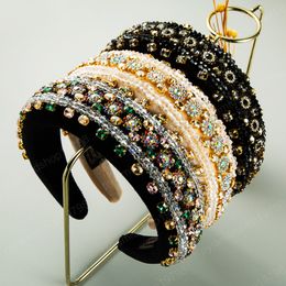 Delicate Multi Colour Crystal Headband for Woman Gorgeous Colourful Rhinestone Sponge Wide Hairband Woman Party Headpieces