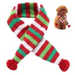 Festival Gift Pet Accessories Christmas Supplies Party Winter Warm Striped Soft Outdoor Home Decorative Dog Scarf Cute