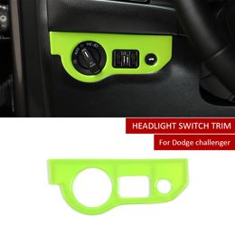 Green Car Left Headlight Switch Button Trim for Dodge Challenger 2015+ Charger 2010+ Car Interior Accessories