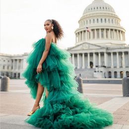 High Low Puffy Girls Homecoming Dress Tutu Tulle Tiered African Cocktail Party Dress Custom Made Cheap Prom Gown