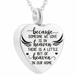 Angel Wings Cremation Pendant Heart Stainless Steel Jewellery For Ashes Pet/Human Keepsake Memorial Necklace With Pretty Packlace Bag