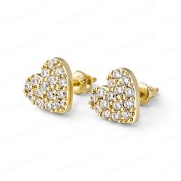 Men Women Anti-allergic Gold Plated 925 Sterling Silver CZ Heart Earrings Studs for Men Women Nice Gift