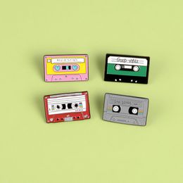 Hot selling retro Colourful cute cartoon tape vintage video tape pin badge brooch