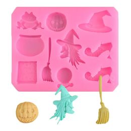 Halloween Silicone Cake Biscuit Mould Witch Pumpkin Chocolate Candy Mould High Temperature DIY Decoration Baking Supplies LX3196