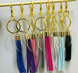 Fashion creative personality transparent disc long tassel keychain key pendant wholesale