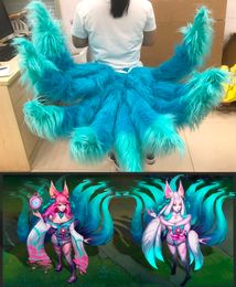 2020 League of Legends LOL Spirit Blossm Ahri Tails Nine-Tailed Fox Ahri Blue Fluffy Tails Prop Cosplay