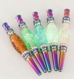 Bling Bling Metal Hookah Smoking pipe Tool Mouth Tip Colourful Diamond Arab Shisha Narguile Philtre For Smoking Pipe Accessories GGA3726