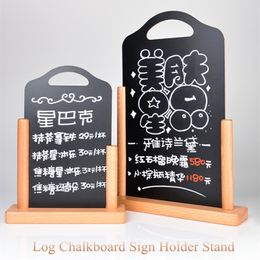 A4 DIY Wooden Rewritable Double-sided Blackboard Chalkboard Table Card Sign Stand Tabletop Price Tag Hand-paint Menu Display