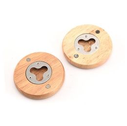 Wood Cups Can Opener Circular Stainless Steel Bottle Openers Convenient Beers Tins Caps Covers Flat Labour Saving Household 2 9ce F2