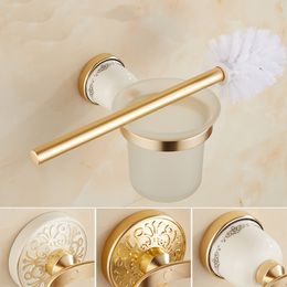 European gold plated toilet brush holder wall mounted,Bathroom space alumminum toilet brush rack set,Toilet bowl brush holders