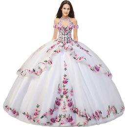 Fascinating Detachable Sleeves Quinceanera Dress Floral Boho Chic Appliques Rhombus Keyhole Halter Neckline Horsehair Scalloped Tulle