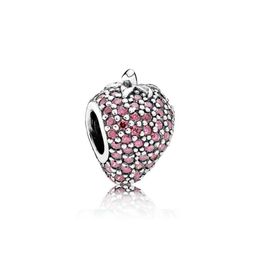 NEW 100% 925 Sterling Silver 1:1 Authentic 791899CZR Pave Strawberry Charm Bracelet Original Women Jewellery Gift