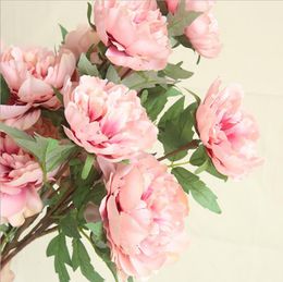 Fake Flowers Single Peony Simulation Flower Peony Bouquets Home Wedding Decoration Party Supplies 52cm Wholesale 6 Designs BT519