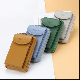 Fashion Women Crossbody Wallet PU Leather Lady Clutch Bag Multifunction Zipper Coin Purse Solid Color Shoulder Bags Clutch Bag