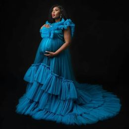 2021 Cap Sleeve Maternity Evening Dresses Plus Size Tiered Ruffles Pregnant Women Prom Gowns Custom Made vestido de novia
