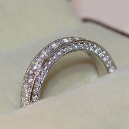 Classic Women Band Ring Full Paved Crystal Zircon Stone Brilliant Lover Wedding Engagement Party Ring Round Rings Jewellery Gift