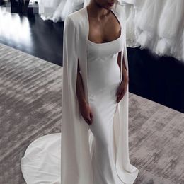 2020 Elegant simple Mermaid Wedding Dresses With Wrap Backless Sweep Train Simple Satin Bridal Gowns vestidos de novia Custom Cheap