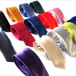 Men Solid Neck Tie Men's Narrow Neck Ties Polyester Silk Classic Neckties Fashion Skinny Neck Ties Wedding party Supplies145cmx5cm LSK1203