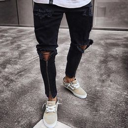 Men's Jeans Mens Cool Designer Brand Black Skinny Ripped Destroyed Stretch Slim Fit Hop Pants With Holes For Men S-3XL346s