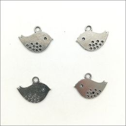 Wholesale 300pcs Lot Birds Alloy Charms Pendant Retro Jewelry Making DIY Keychain Ancient Silver Pendant For Bracelet Earrings 12x16mm