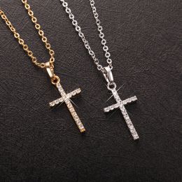 Cross pendant Korean style zircon necklace