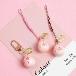 Cute Japanese strap lanyard, for iPhone Samsung, water sound Bell, pink cherry decoration, mobile strap, phone rope bead